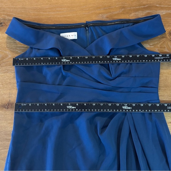 After Six Off-the-Shoulder Crepe Gown Atlantic Blue Size 16/18 – Formal Dress - Picture 6 of 11
